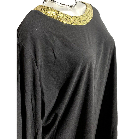NWT Women's Chloe Jasmine Black Party Top with Gold Sequin Collar Size 26 28 3X - Picture 6 of 11